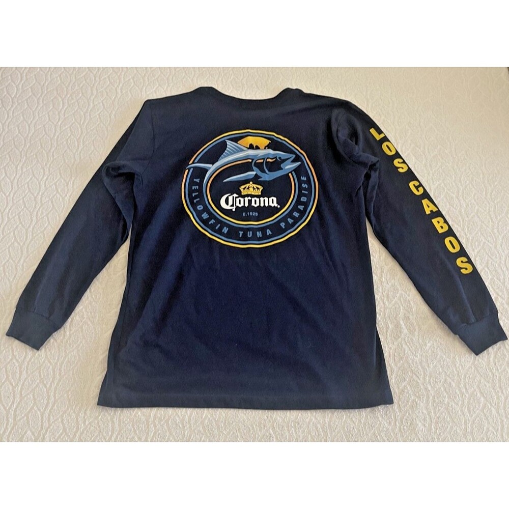 Corona Extra Los Cabos Mexico Men's Long Sleeve Jersey Navy Blue Sz Small